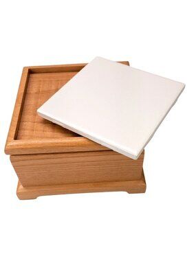 DIY Wooden Keepsake Box With Blank Customizable Ceramic Tile Insert Kid Craft